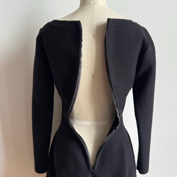 ALAÏA Laser Cut Black Wool Skater Dress - Picture 8 of 11